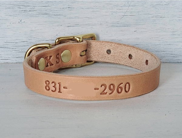 The Little Dusty Natural Collar – 5/8" Full-Grain Leather Dog Collar, Handmade in the USA - Image 7