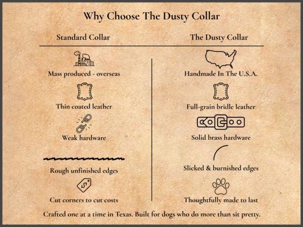 The Tan Dusty Collar – Full-Grain Bridle Leather Dog Collar, Handmade in the USA - Image 2